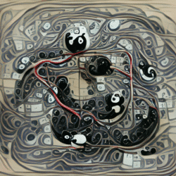 Abstract yin-yang symbol on an abstract circuit board